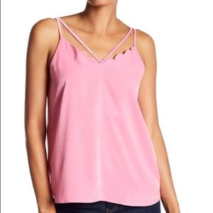 Ro & De Pink Strappy Scalloped Cami Top